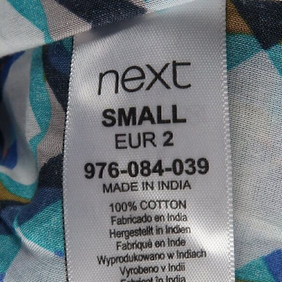 NEXT BEACHWEAR WHITE BLUE GREEN GOLD BLACK GEOMETRIC DESIGN KAFTAN COVER UP - Picture 3 of 13